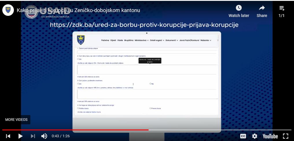 Kako prijaviti korupciju u Zeničko-dobojskom kantonu