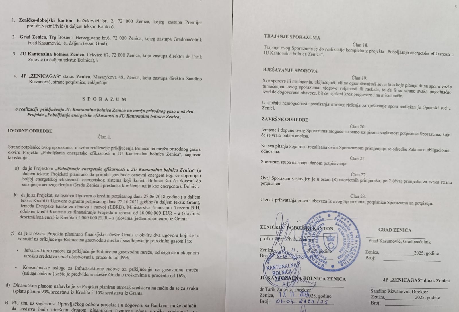 Kanton ulaže 1,5 miliona KM: Gasifikacija Bolnice donosi direktnu korist Gradu Zenica