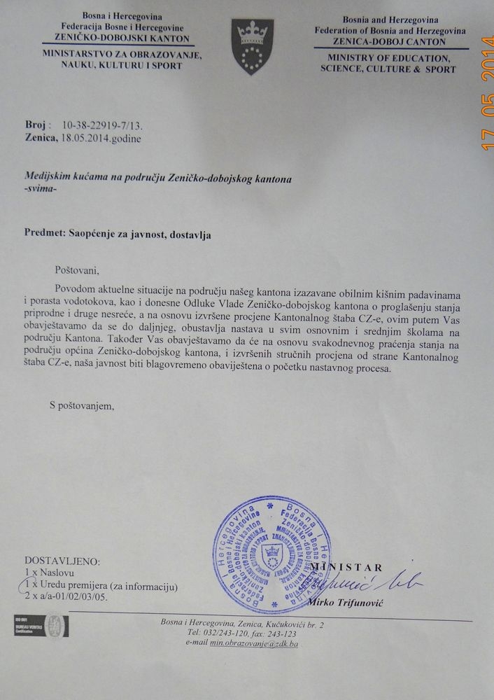 NASTAVA U ŠKOLAMA ZDK OBUSTAVLJENA DO DALJEG