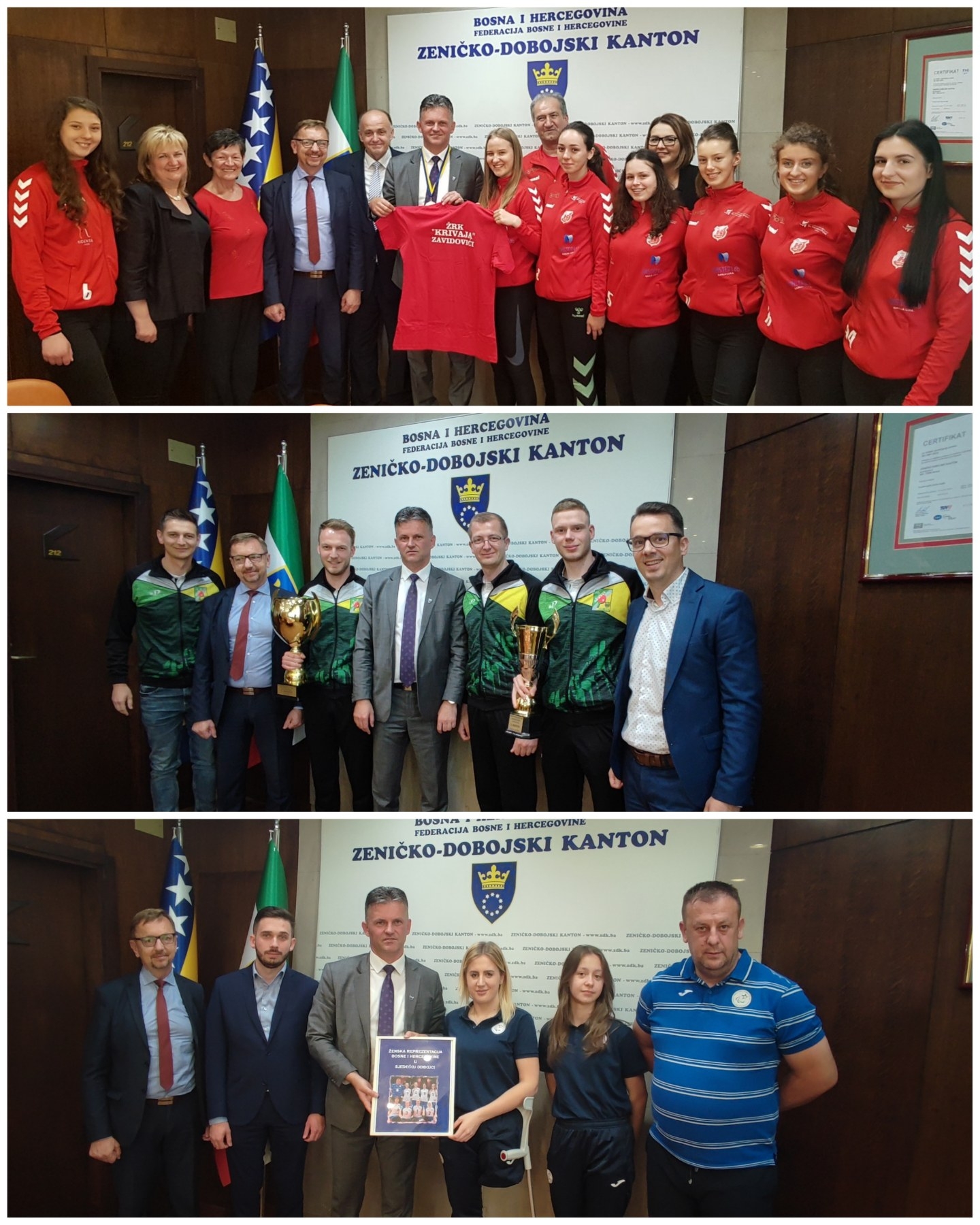 PREMIJER BAŠIĆ SA RESORNIM MINISTRIMA UGOSTIO TRI SPORTSKA KLUBA SA PODRUČJA ZENIČKO-DOBOJSKOG KANTONA