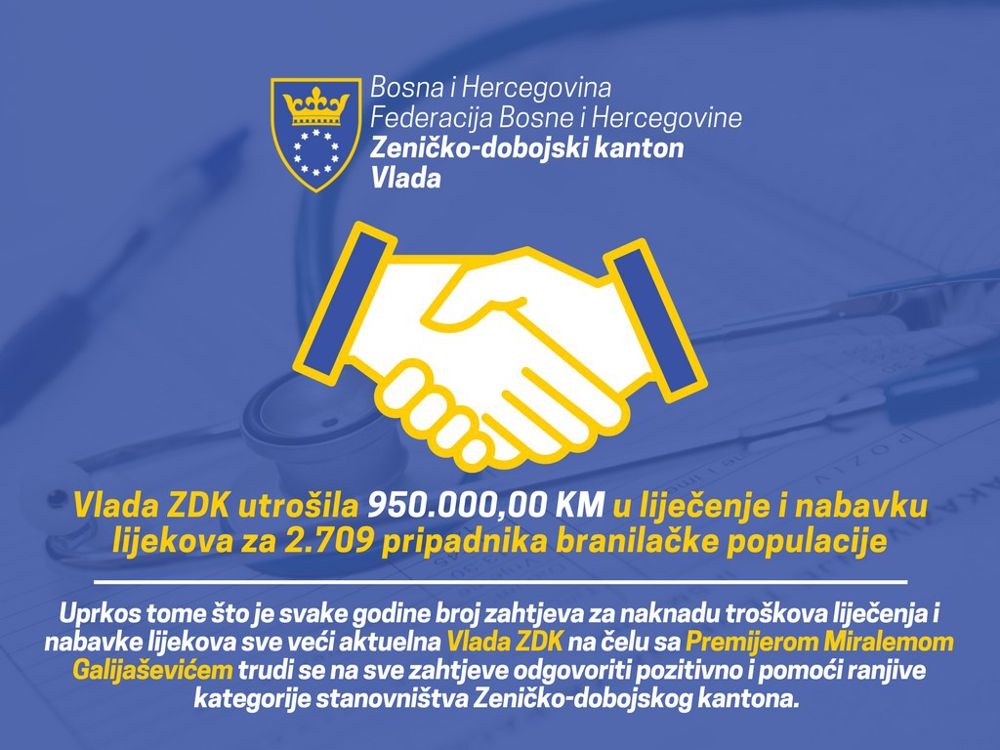 VLADA ZDK USVOJILA INFORMACIJU O NAKNADI TROŠKOVA ZA LIJEČENJE BRANILACA I ČLANOVA NJIHOVIH PORODICA ZA 2017.GODINU