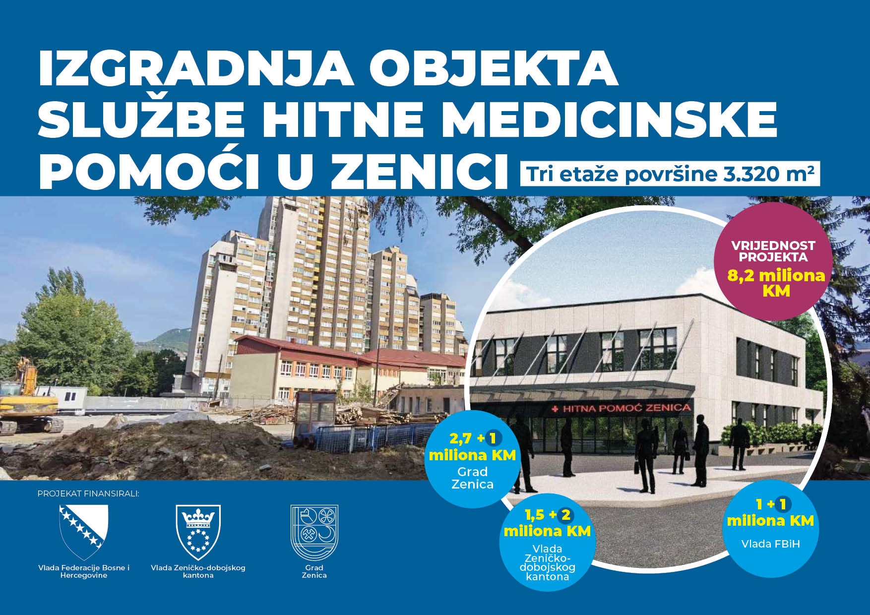 NAPREDUJU RADOVI NA IZGRADNJI OBJEKTA SLUŽBE HITNE MEDICINSKE POMOĆI SA PRATEĆIM SADRŽAJIMA U ZENICI