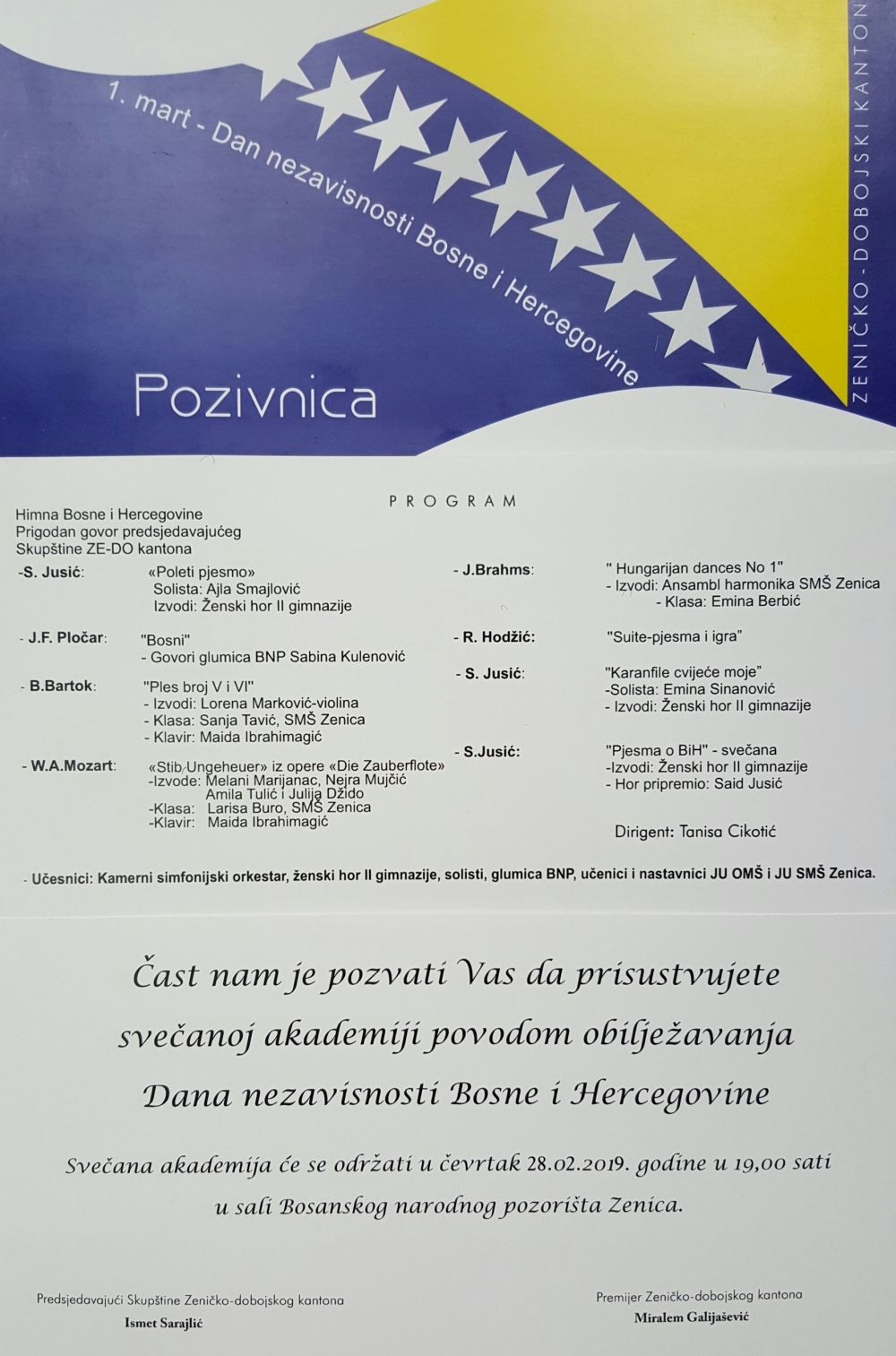 1. MART-DAN NEZAVISNOSTI BiH-POZIVNICA