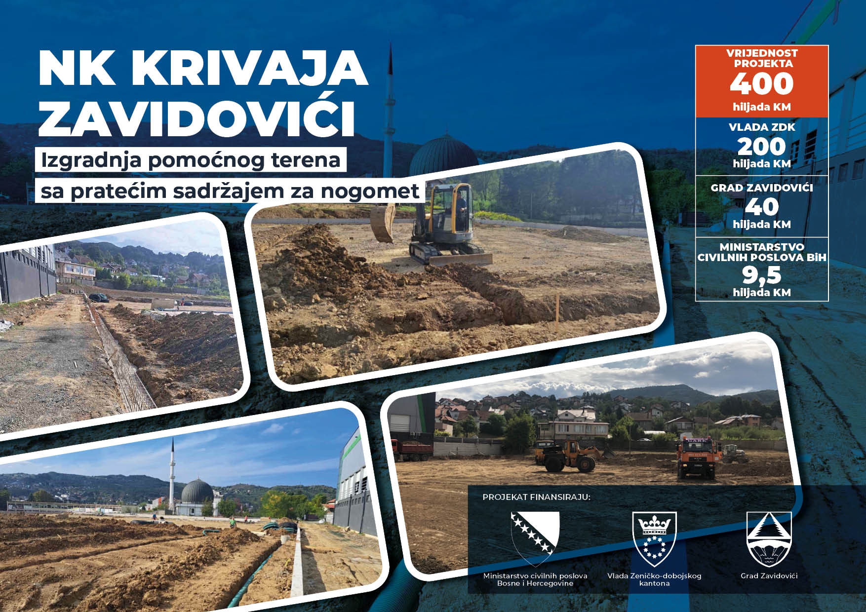 NK KRIVAJA ZAVIDOVIĆI UZ PODRŠKU VLADE ZENIČKO-DOBOJSKOG KANTONA DOBIJA TEREN SA UMJETNOM TRAVOM